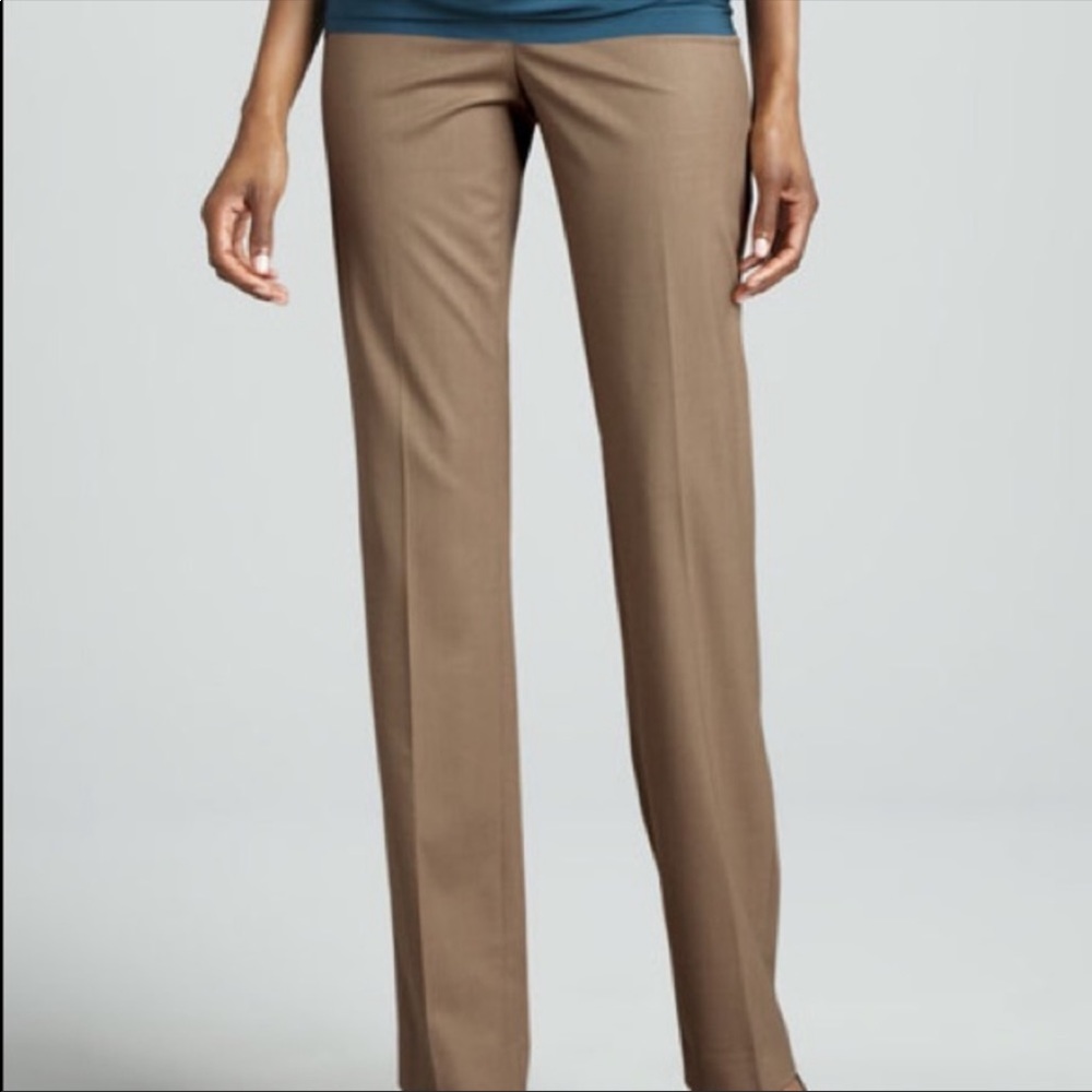 Lafayette 148 Barrow Wool Blend Pants Dark Tan